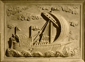 Detail eines venezianischen Kriegsschiffs aus dem Mausoleum von Girolamo Michiel, ca. 1558-59